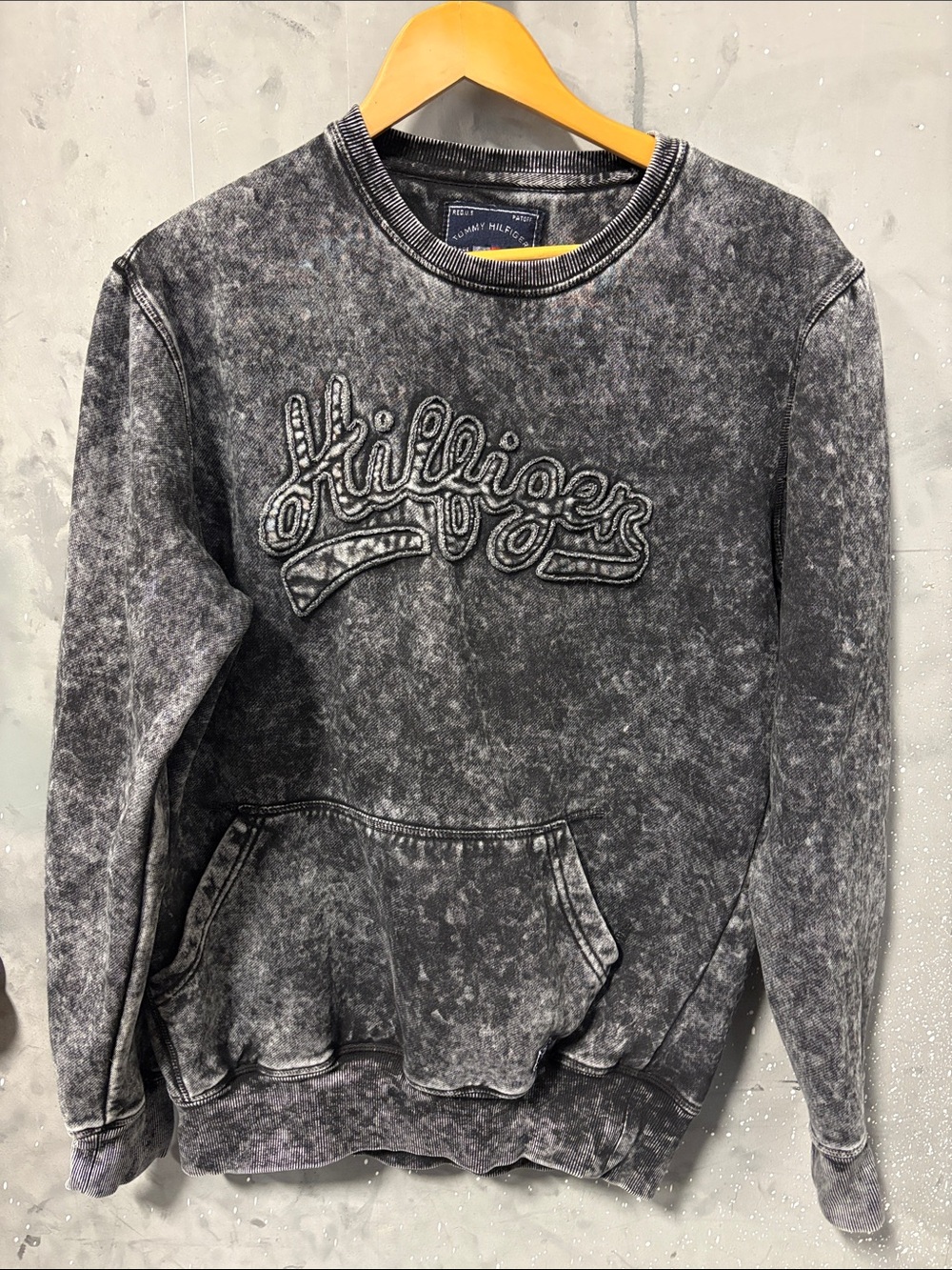 Tommy Hilfiger Y2K Mineral-Wash Black Crewneck Sweater